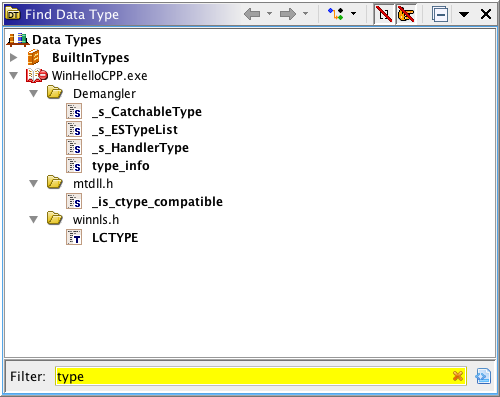 Data Type Manager Window