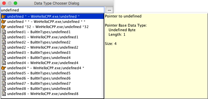 Data Type Chooser Dialog